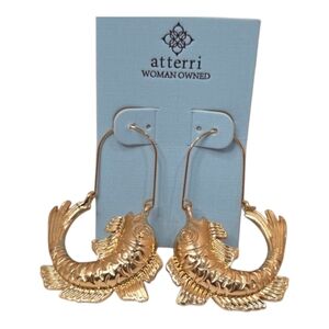 💛▪️Atterri ▪️Gold Fish Hoop Earrings